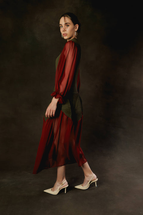 Silk Chiffon Pleated Skirt