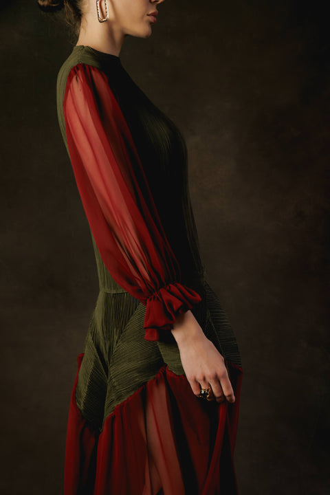Silk Chiffon Pleated Skirt