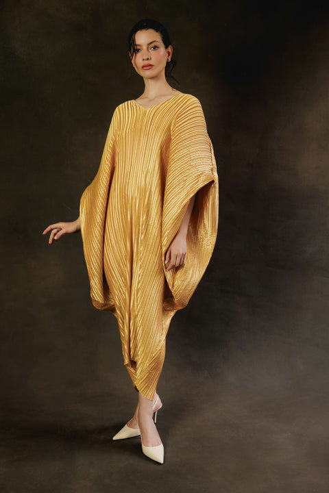 Pleated Satin Kaftan