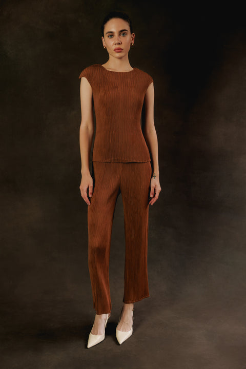 Basic Irregular Pleated Trousers